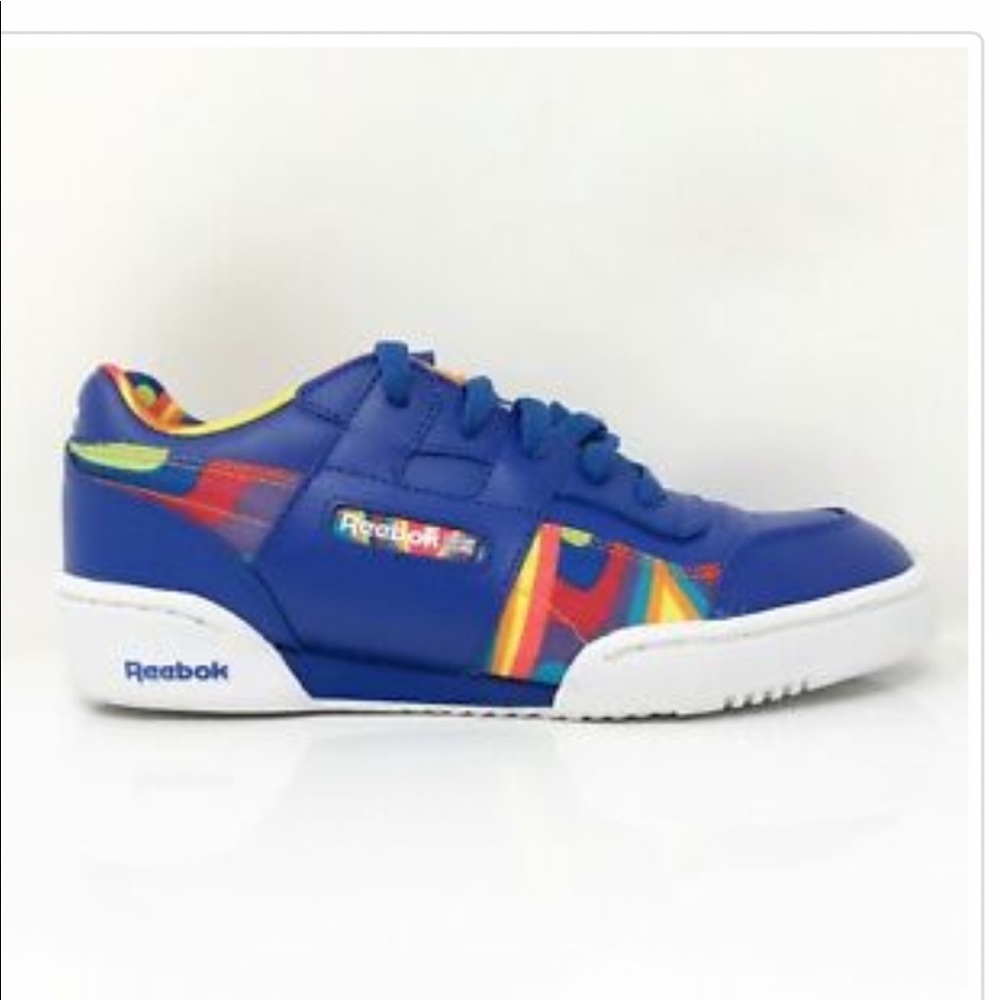 RARE RETRO  REEBOK bright blue multicolor unisex classic Sneakers  size 6